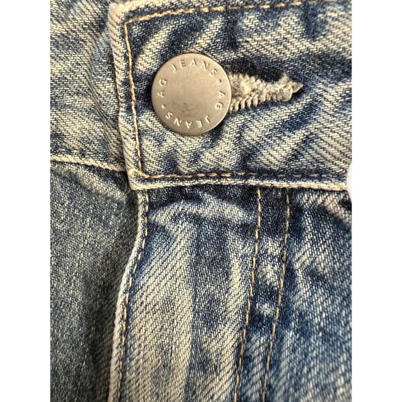 AG Saige Wide Leg Crop Jeans Women's 30 Blue High Rise Raw Hem Distressed Denim - Picture 5 of 9